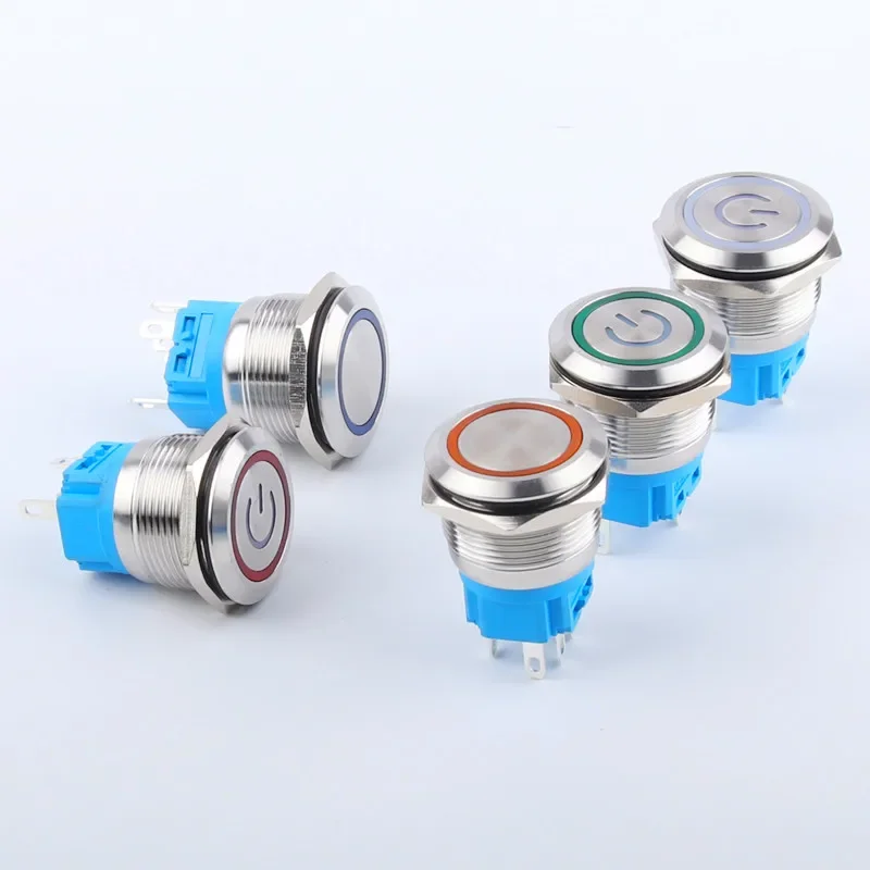 12 / 16 / 19 / 22mm Metal Button Switch Power Button 5V 12V 24V 220V Waterproof Round Button LED Light Self Locking Reset Button