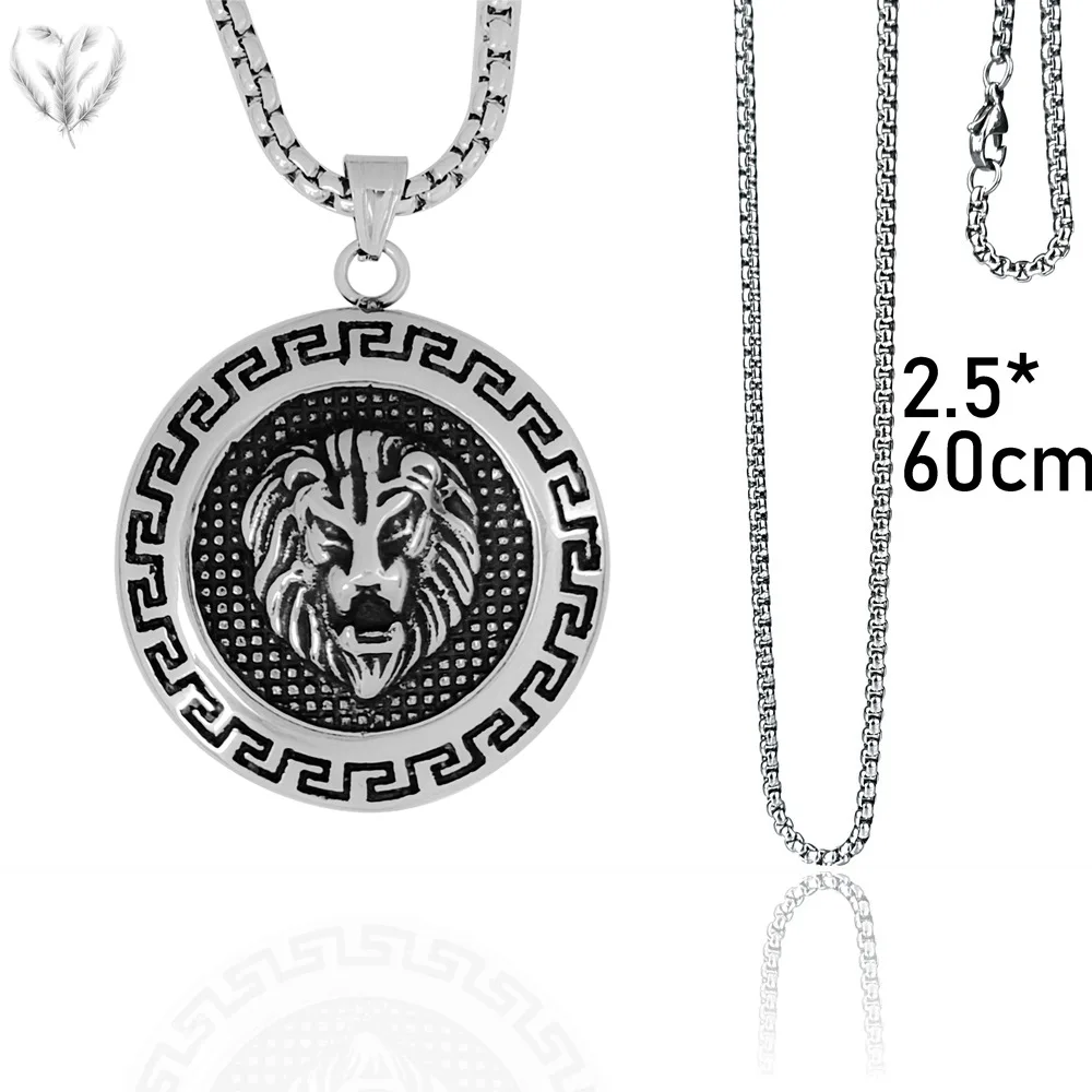 

Boutique New Simple Lion Pendant Round Compass Necklace Jewelry Accessories Gift