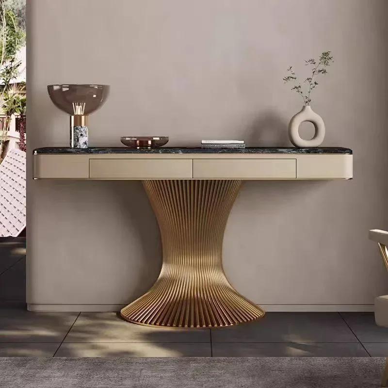 Light Luxury Microcrystalline Stone Entrance Cabinet Corridor Aisle Console Table Villa Living Room Decoration Ornament End