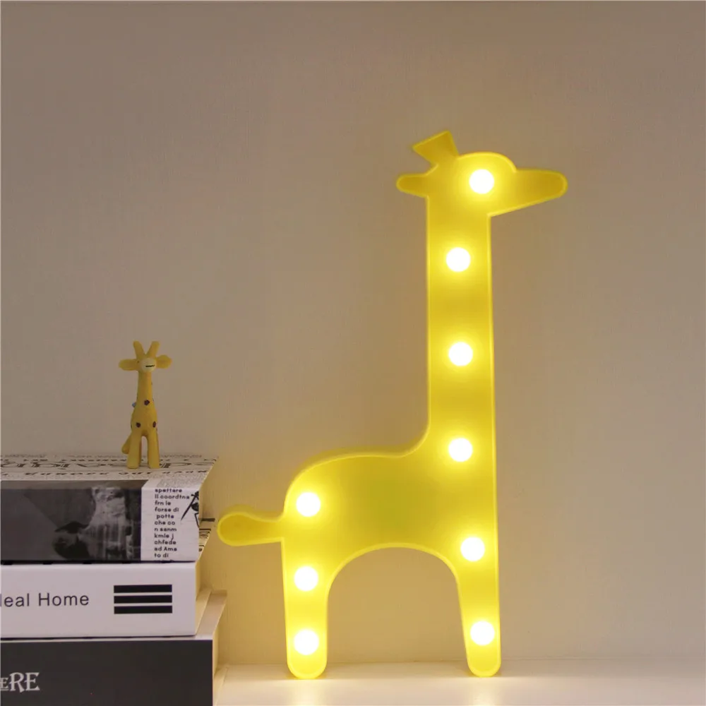 Cartoon Cute Giraffe LED Night Light Animal Table Lamps Battery Power Marquee Sign for Kids Children Rooms Bedroom Nursery