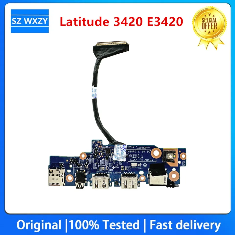 Original For Dell Latitude 3420 E3420 Power Button Board USB SD