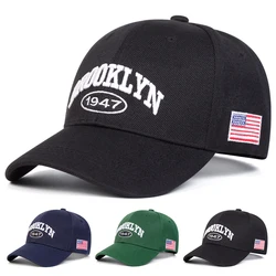 Unisex BROOKLYN Embroidered Side American Flag Baseball Caps Spring Autumn Outdoor Adjustable Casual Hats Sunscreen Hat