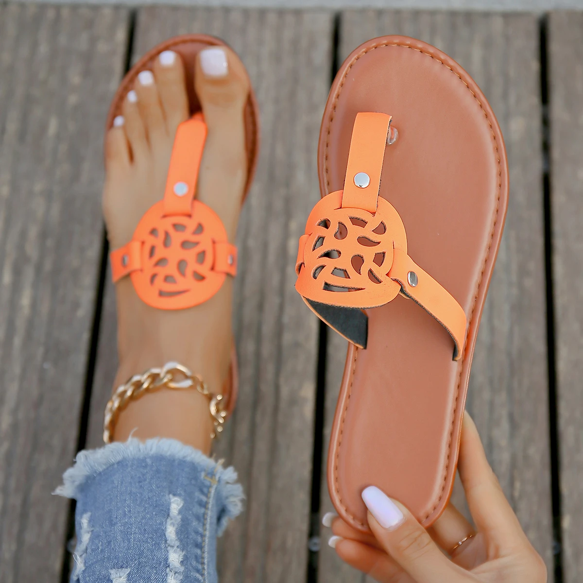 Women Slippers Outside Casual Beach Women Shoes Summer New Flats Flip Flop Sandals Walking Clip Toe Rome Buckle Ladies Slides