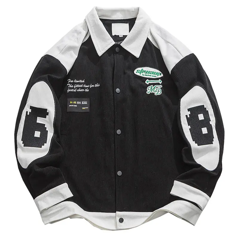 American Retro Bomber Jackets for Men Vintage Baseball Uniform Couple Motorcycle Racing Jacket Casual Loose Varsity Coats Autumn