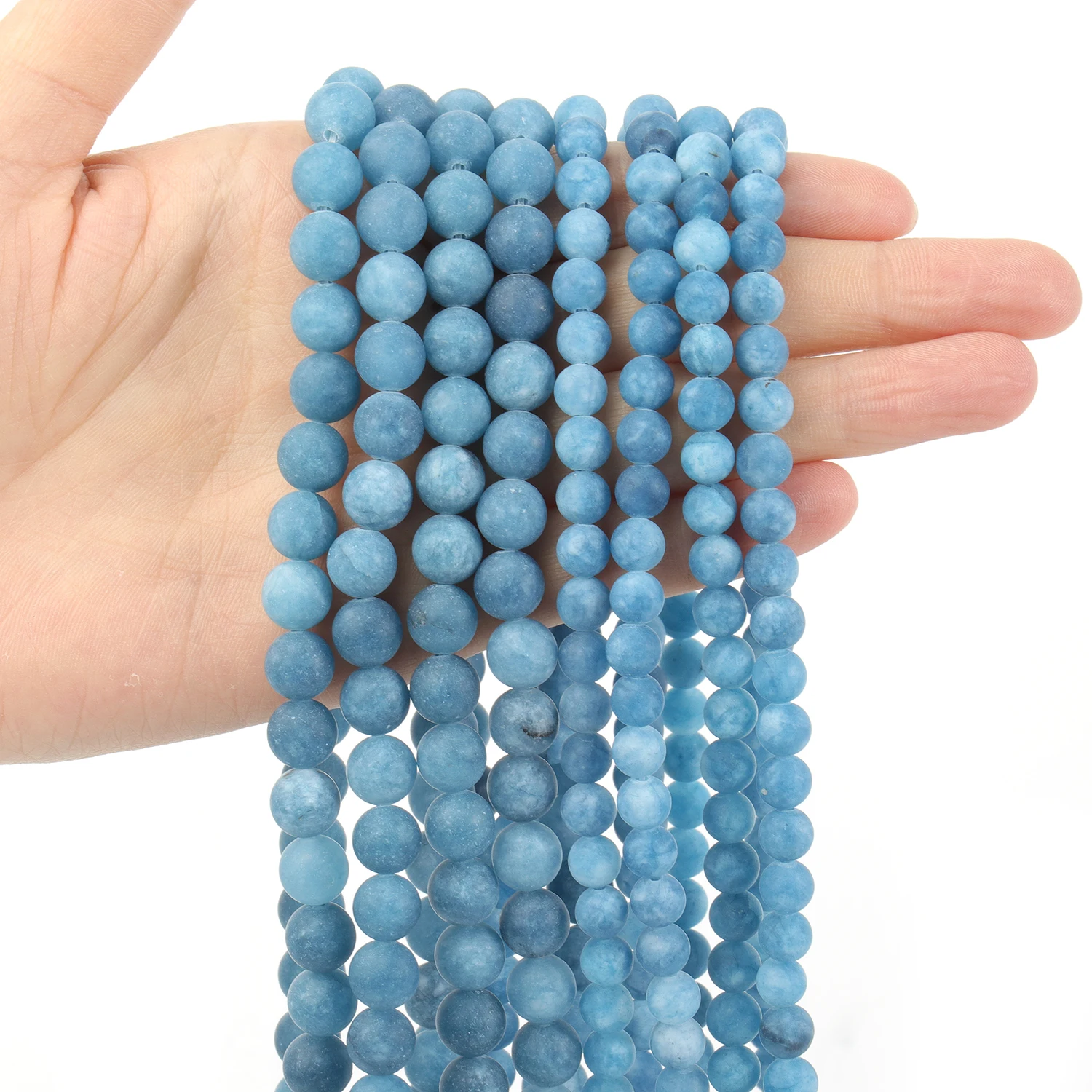 6mm 8mm Matte Blue Jade Natural Stone Beads Loose Spacer Beads For Jewelry Making Diy Earrings Bracelet Wholesale Accessories