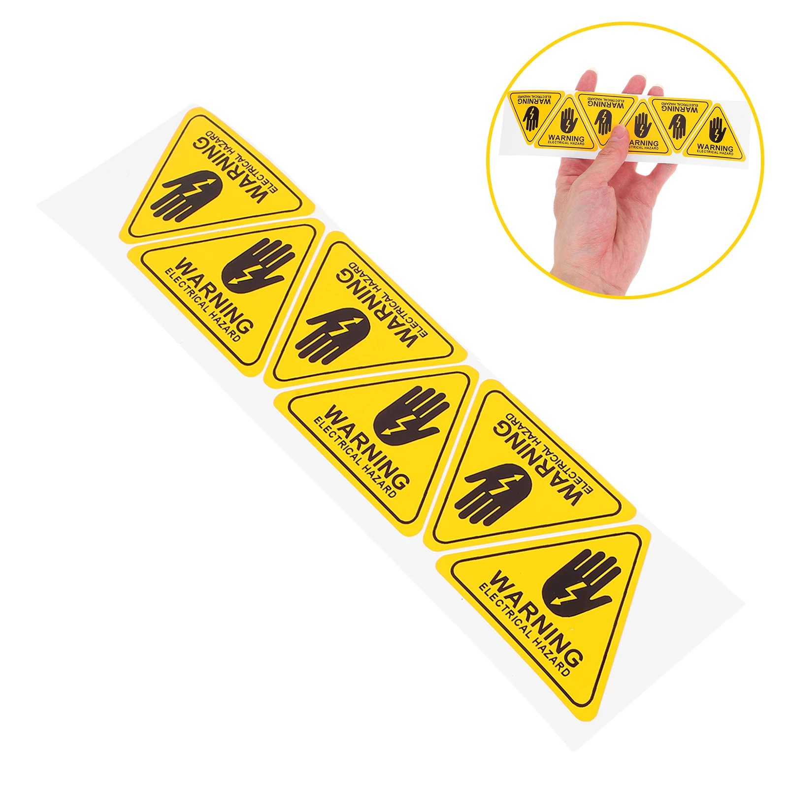 6pcs Electrical Safety Signs Triangular Warning Stickers Shock Risk Markers High Voltage Industrial Use Traffic Safety