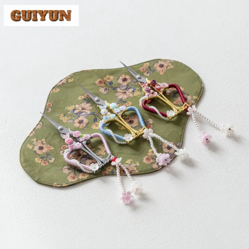 

Китайский ручной работы кулон чайные пакетики ножницы вышивка резка швейные портновские ножницы ремесло DIY чайные услуги украшения подарок