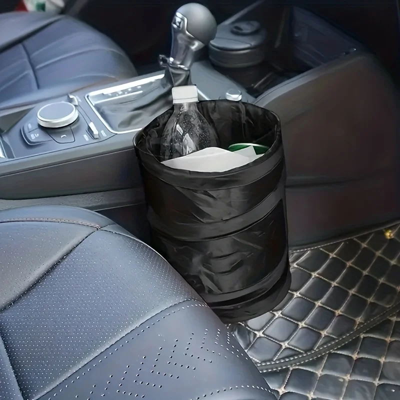 Car Trash Can Portable Durable Foldable Hanging Car Storage Bucket Chair Back Oxford Cloth Storage Bag Trash Can 1pc