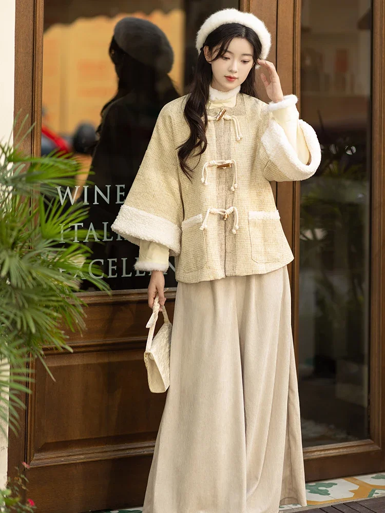 

Ming-made Hanfu suit square collar improved Song pants women's autumn and winter national style Han elements