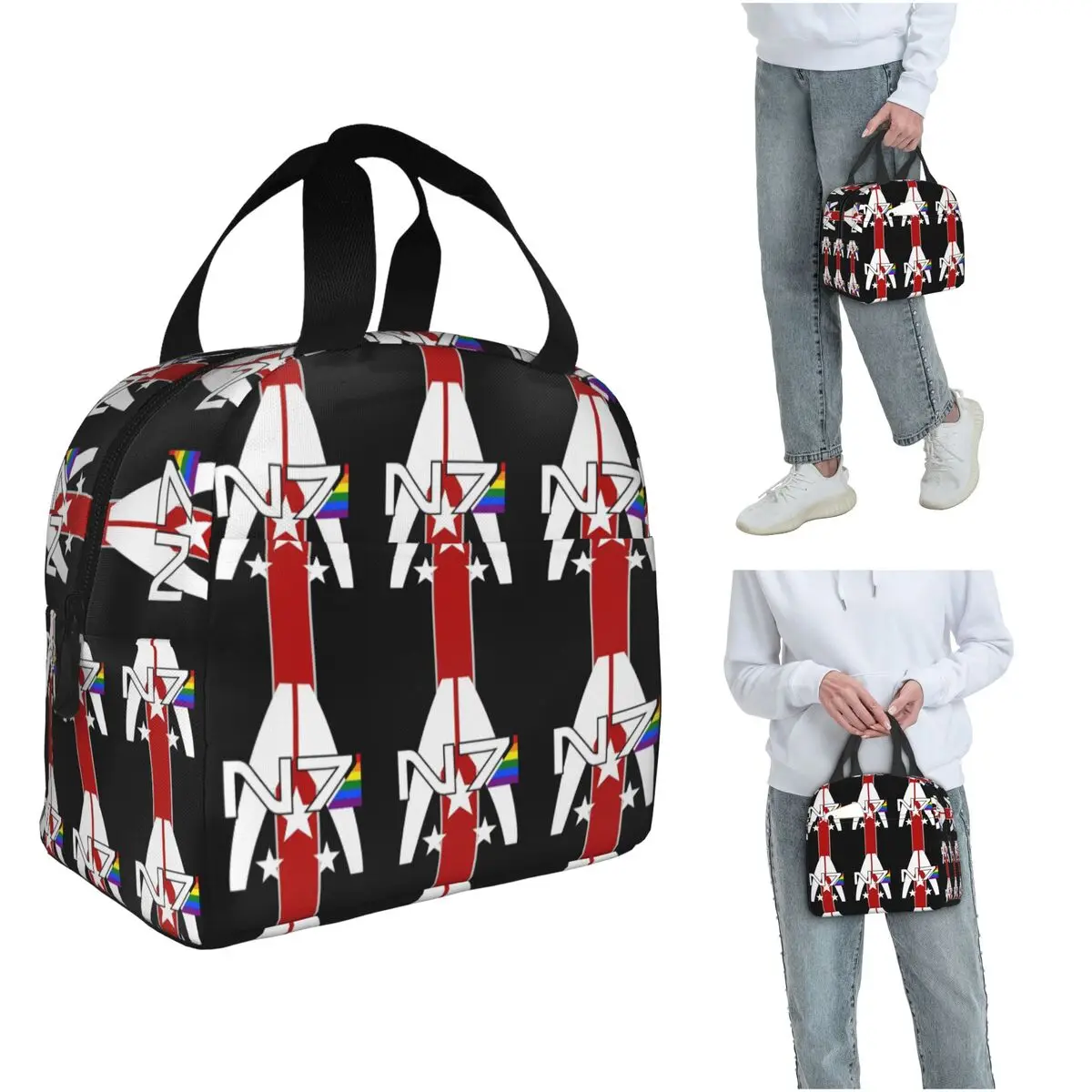 N7 Pride, Mass Effect Insulated Lunch Bag for Women Children Leakproof Food Boxes Thermal Lunch Box Tote