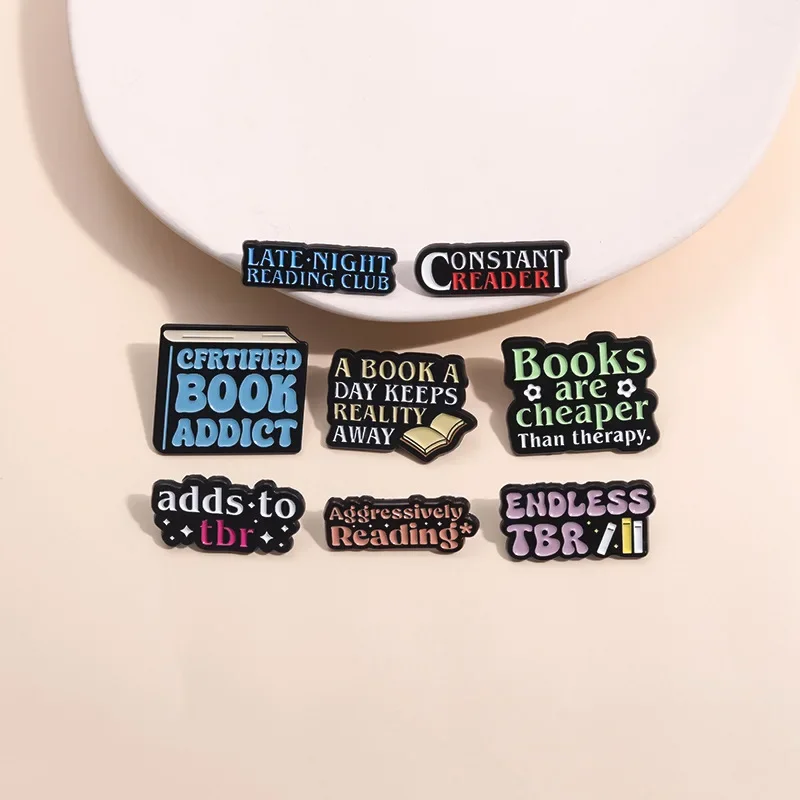Late Night Reading Club Enamel Pin Reading Lover Certified Book Addict Brooches Lapel Badge Jewelry Gifts For Friends Wholesale