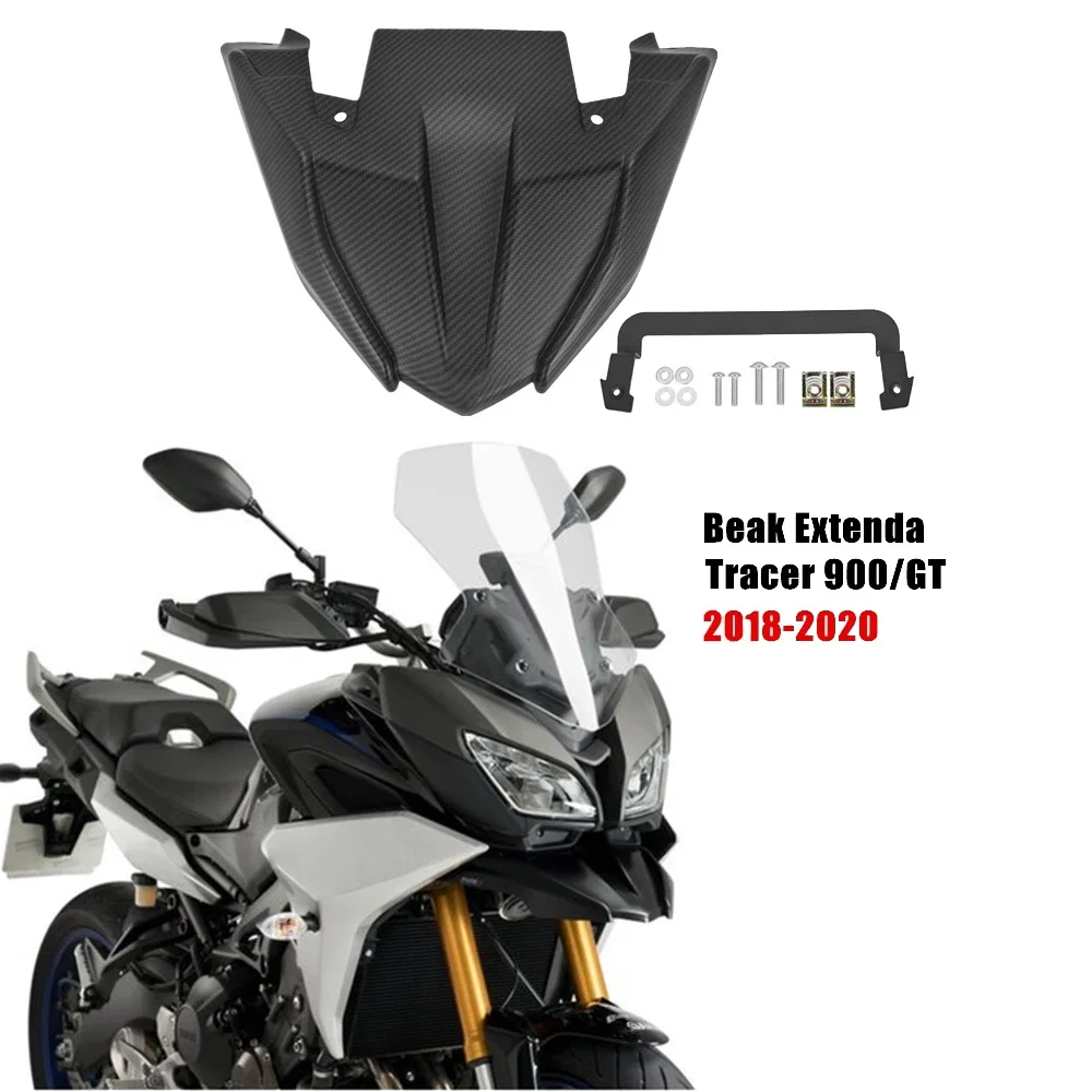 For Yamaha MT 09 Tracer 900 GT FJ09 2018-2021 Carbon Fiber Motorcycle Front Wheel Fender Beak Nose Cone Extension Cover