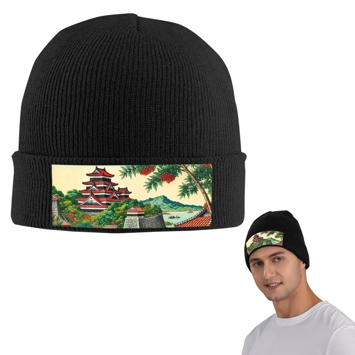 Ryukyu Kingdom Castle Town Walk Warm Knitted Cap Hip Hop Bonnet Hat Autumn Winter Outdoor Beanies Hats For Men Women Adult
