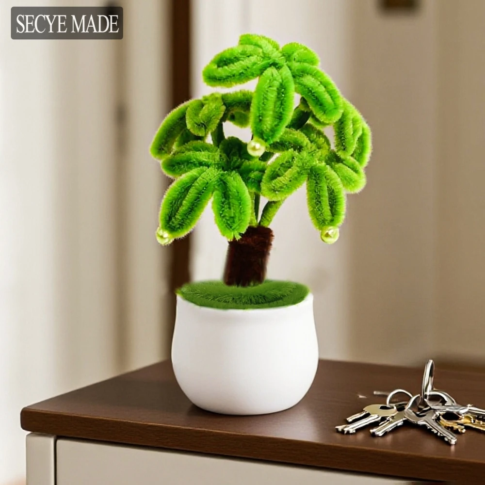 

Chenille Stems Cleaners Craft Supplies Simulation Small Potted Green Plant Car Decoration Handmade Creative Bonsai L15