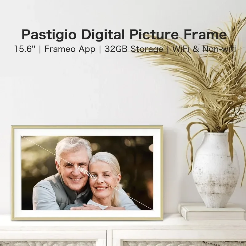 Digital Picture Frame, Frameo 15.6 inch Large Digital Photo Frame Wifi, 32GB Capacity, 1920*1080 IPS FHD Touch Screen