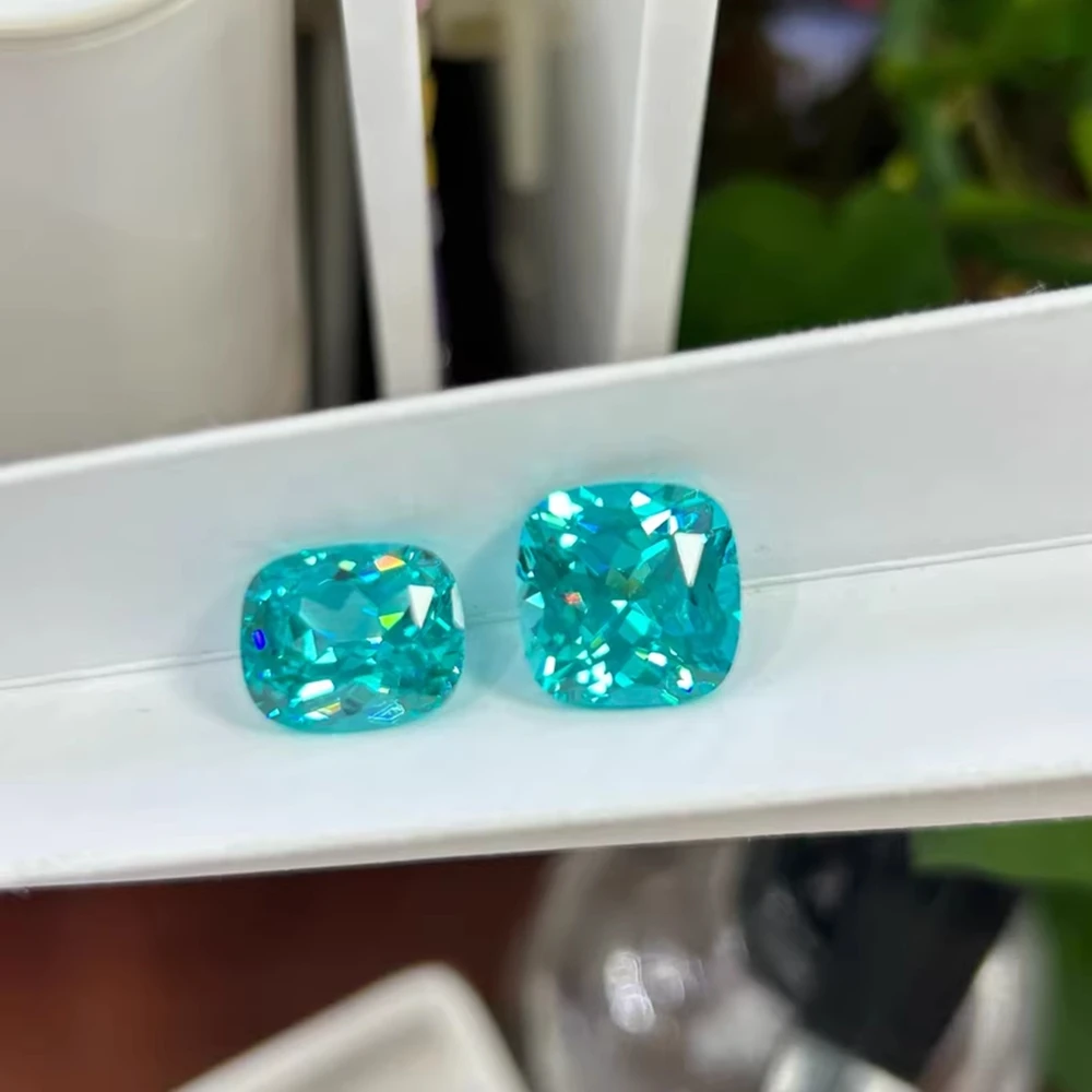 

1PC Lab Grown Cushion Cut Blue Paraiba Stone
