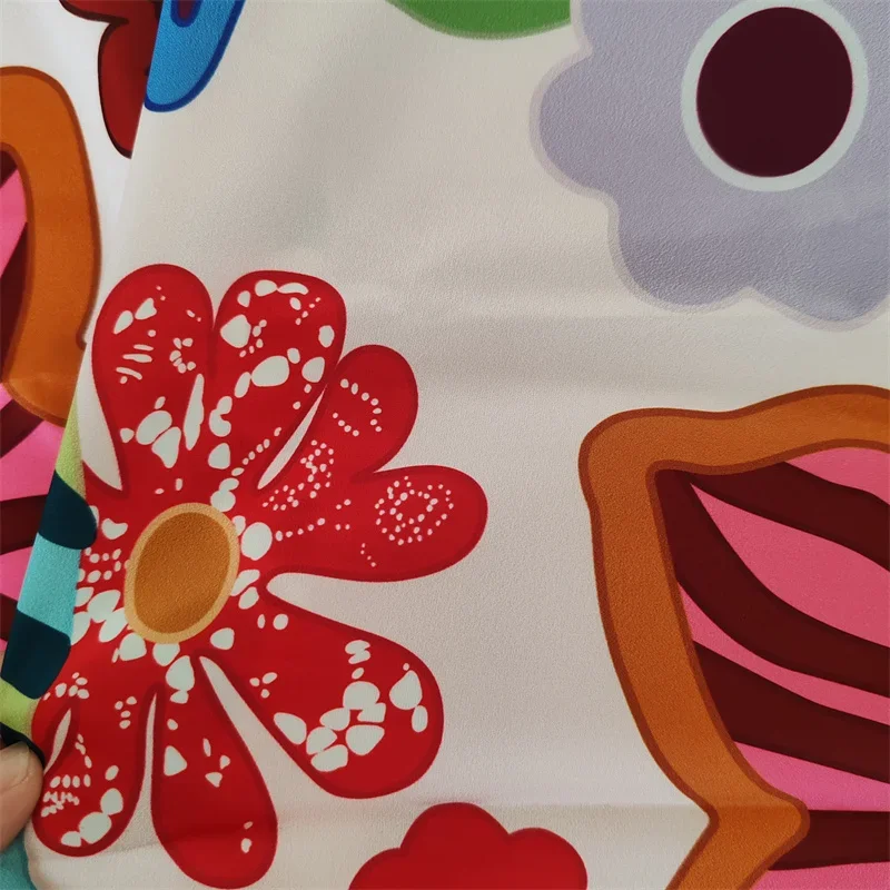 Customized Brand Patterns Flower Prints Simulated Silk Fabric High-quality Clothing Sewing Materials Dresses DIY Fashion Fabrics