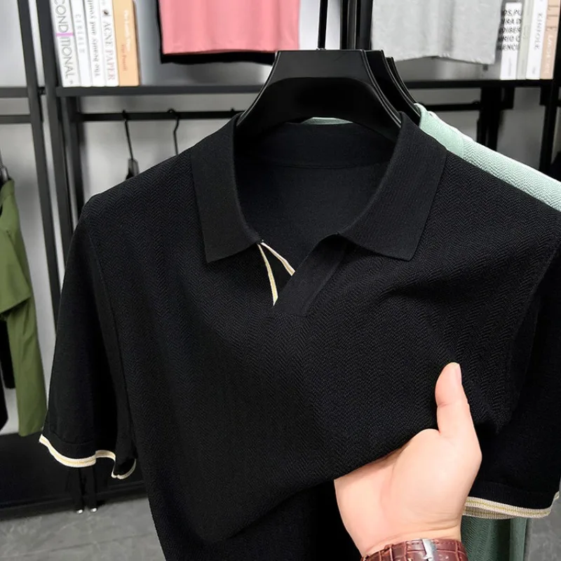Men's Polo Shirts T Shirt Breathable Luxe Silk Blend Old Money Short Sleeve Casual Summer Knitwear