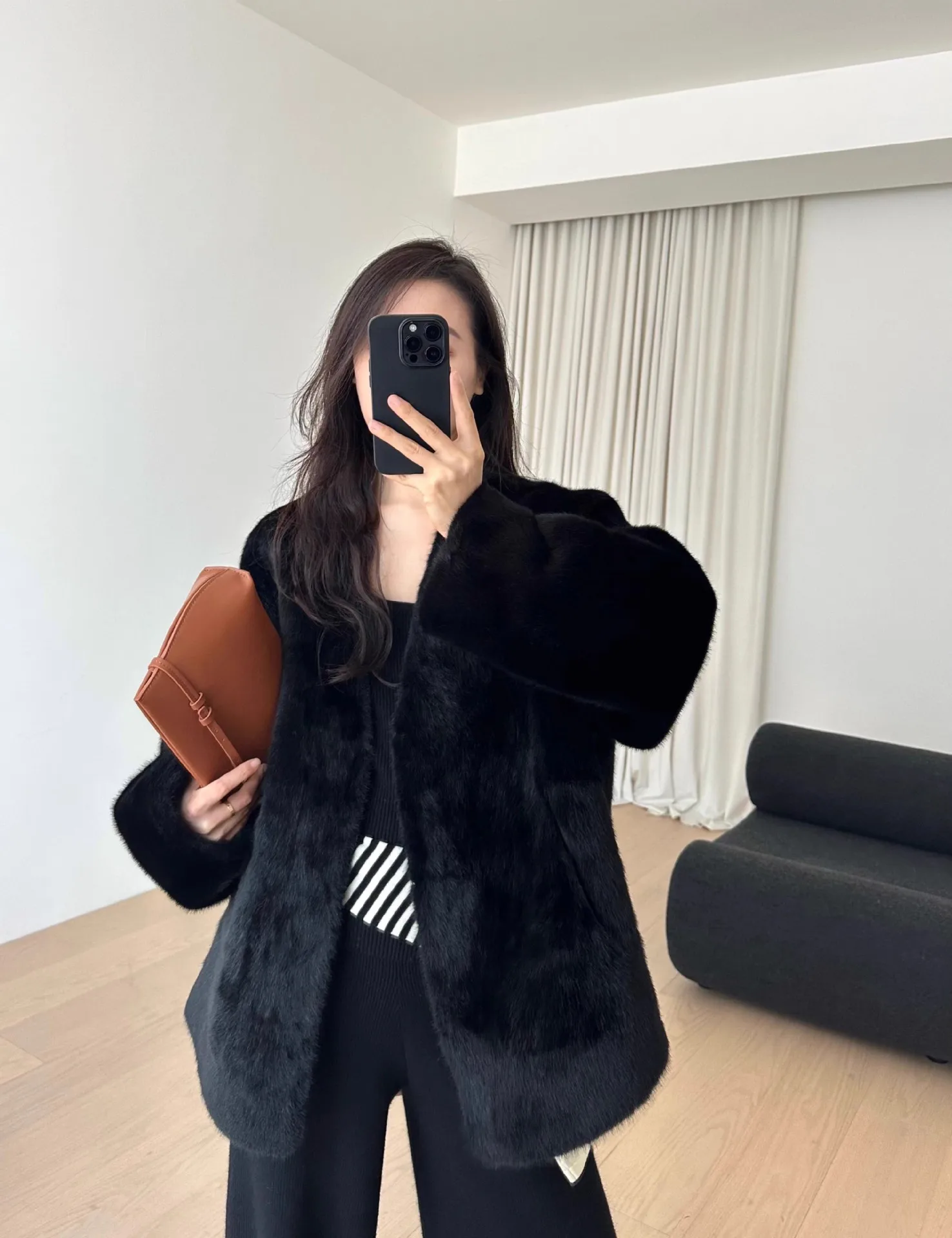 الخريف والشتاء جديد الخامس الرقبة فو فرو المنك مركب قطعة واحدة معطف الفرو للنساء أنماط المتوسطة والطويلة #1