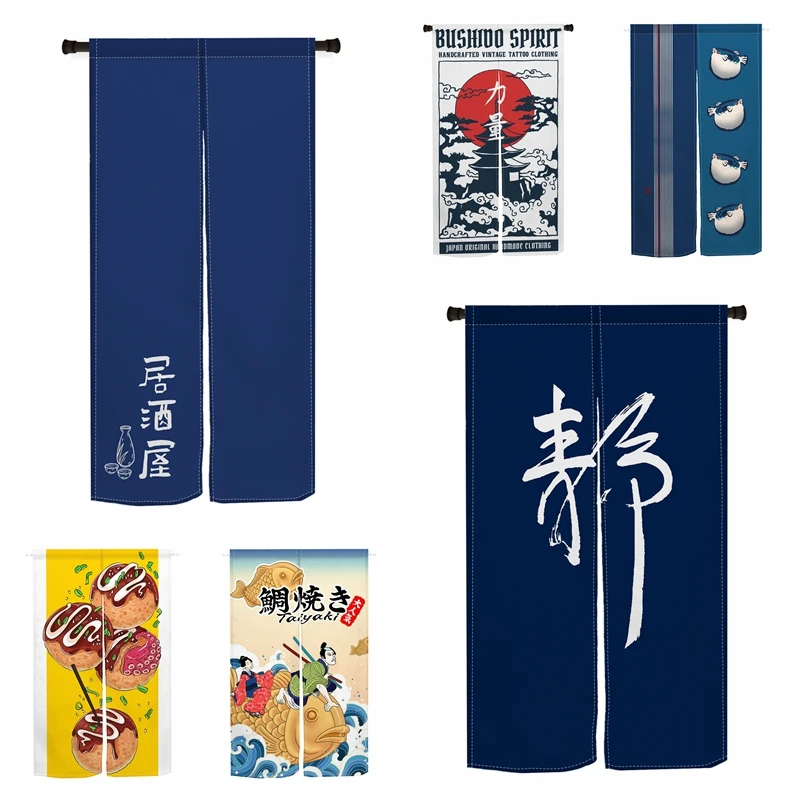 Japanese Izakaya Sushi Doorway Curtain Kitchen Noren Bathroom Hanging Half-Curtain For Bedroom Living Room Short Door Curtains