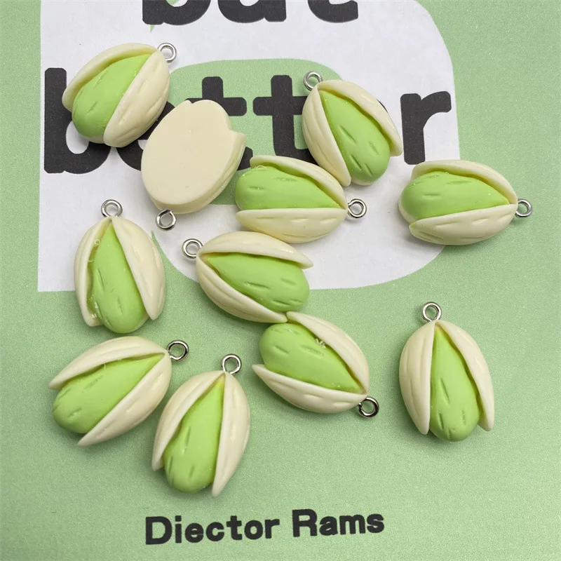 10pcs Simulated nut pendant Creative resin pistachios diy handcrafted jewelry accessories making for Necklaces earrings keychain