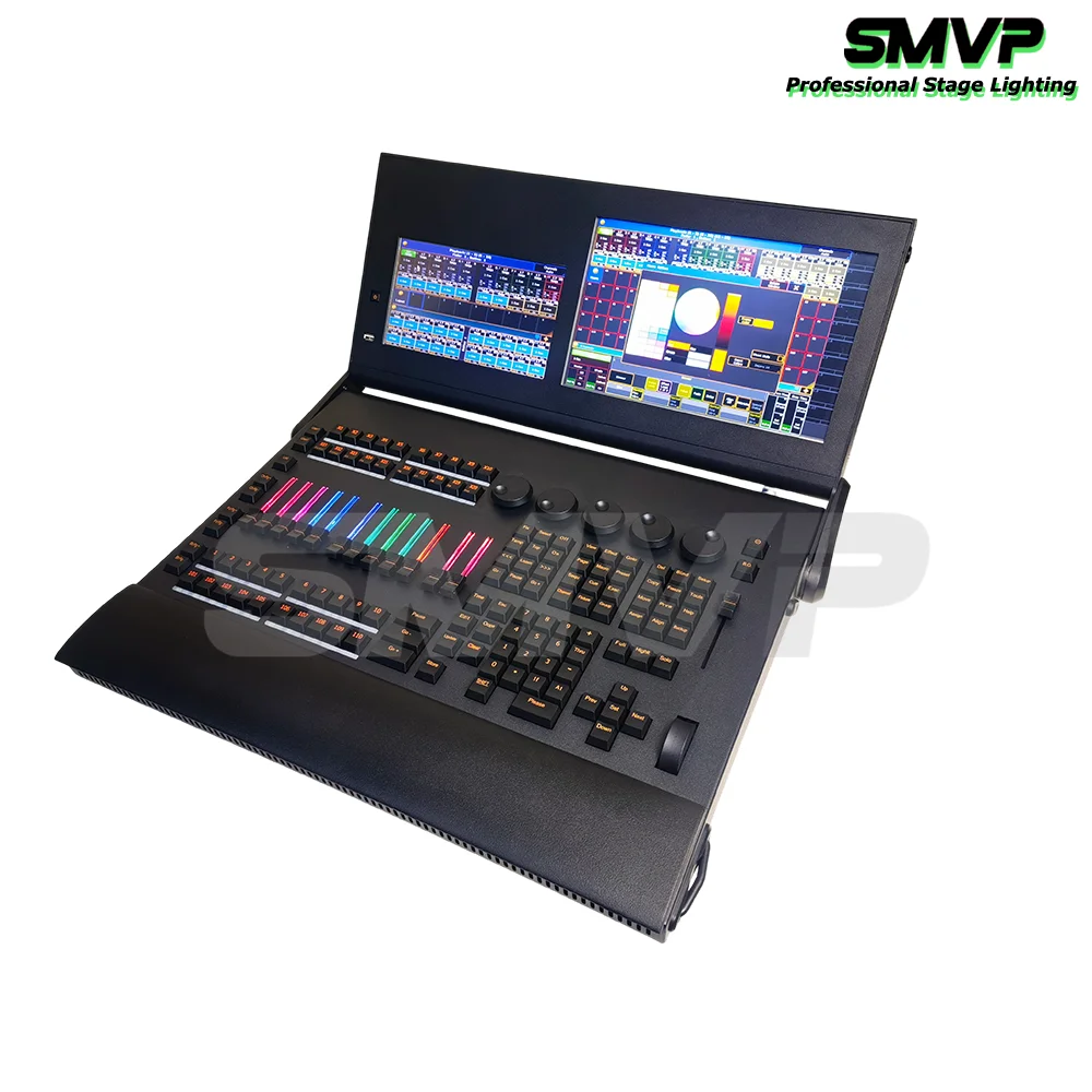 New MA2 Mini Console Stage Lighting Controller Linux System I5 8G 128G With Dual Screen DMX512 With Flight Case For DJ Disco