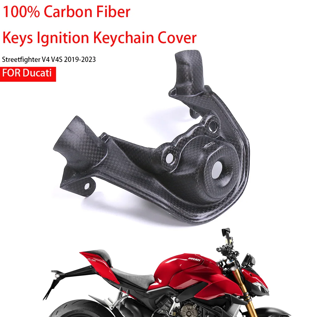 

Carbon Fiber For Ducati Streetfighter V4 V4S 2019-2023 Fairing Switch Key Cover Ignition Keychain Guard Motorcycle Accessories