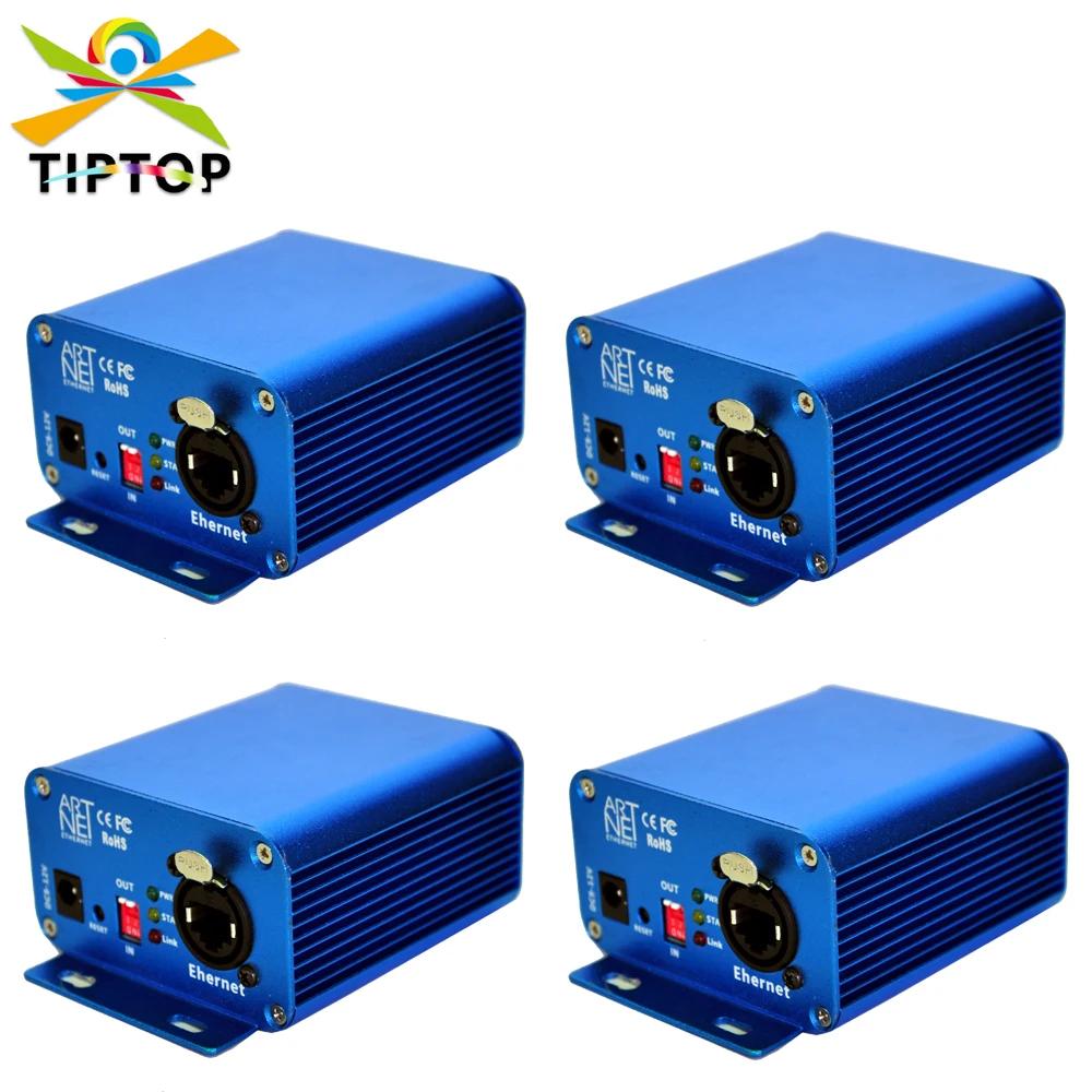 TIPTOP Artnet DMX 2 Port Signal In DMX Out 1024 Channels Converter Led Stage Light Controller RJ-45 Socket 3PIN DMX 2 x 512