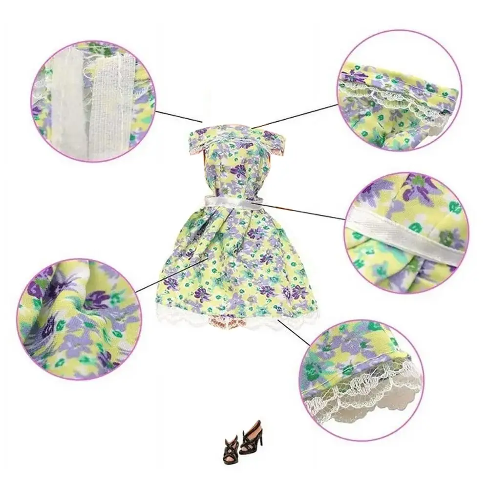 10セットの人形用衣装、スパンコール付きドレス3着、トレンディな花柄ドレス3着、カジュアルセット4着を含む