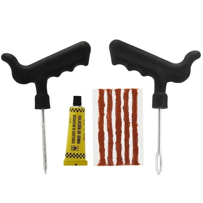 1-7Set Tubeless Tyre Repair And Studding Tool Set: Puncture Plug, Patch Strip, Glue, Garage Tool Accessories
