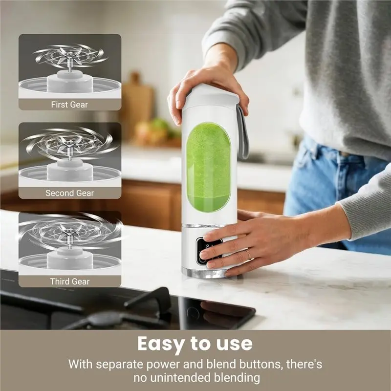 A56T-USB Rechargeable 500ML Personal Blender, 12-Blade For Smoothie Maker, Portable Juicer Cup For Protein For Smoothies A