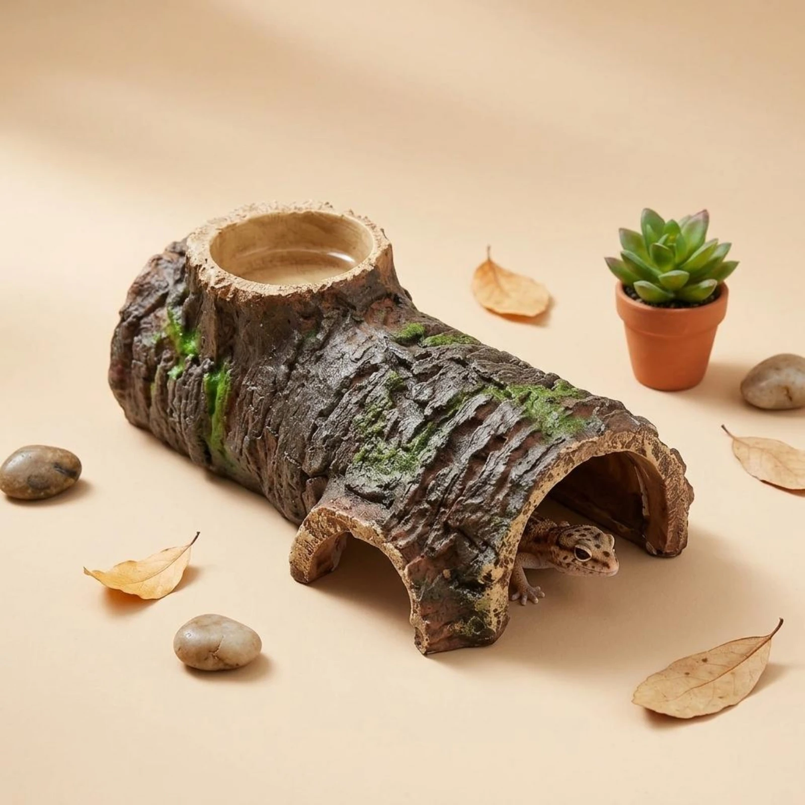 Tree Trunk Hide Naturalistic Amphibian Hide Tree Trunk Hideout Natural Look Amphibian Cave Decor Textured Surface