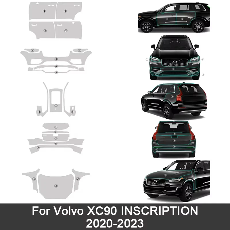

PPF Paint Protection Film TPU Clear Sticker Transparent Pre Cut For Volvo XC90 INSCRIPTION 2020-2023 T5 T6 B5 B6 2020-2023