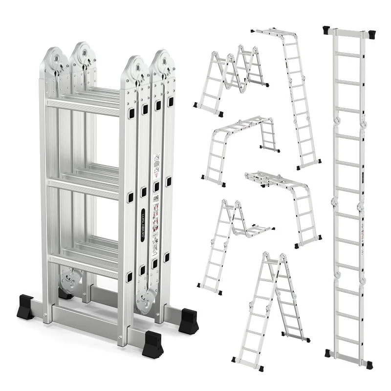 Custom.LUISLADDERS Folding Ladder Multi-Purpose Aluminum Extension in 1 Step Heavy Duty Combination EN 131 Standard