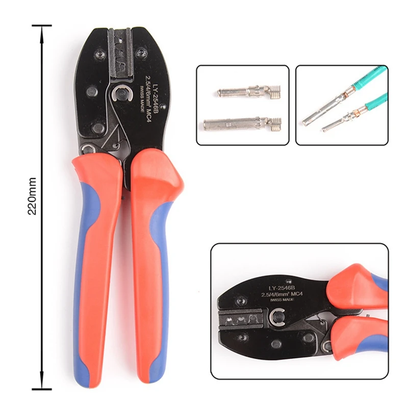 PV Crimping Tool For PV Connector Solar Cable 2.5/4/6Mm2, PV Crimp Tools For DIY Solar Power System Orange&Black&Blue