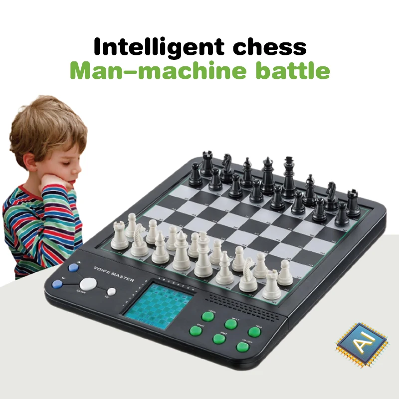 Electronic Chess Game Magnetic Chess Piece Sensory Board Screen Novice Learning Intelligent AI Against Single Player
