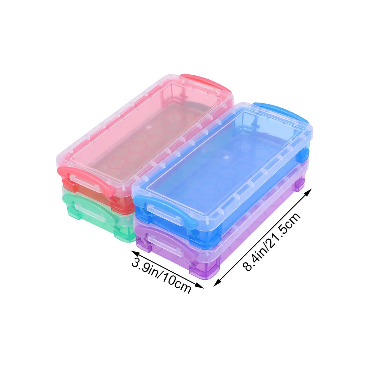 4Pcs Simple Plastic Pencil Box Set Sturdy Portable Lightweight Organizer for Pens Pencils Erasers Art Students Back to School