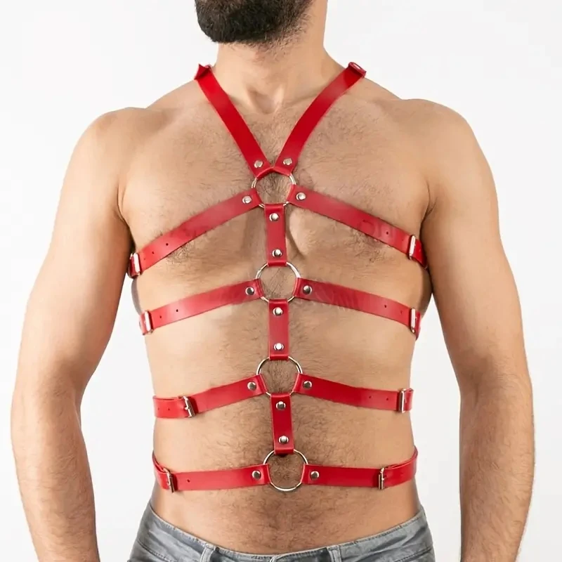 Harness Men Strap Costume Sexy Shoulder Bondage Chest Lingerie PU Leahter Belt Erotic Hombre Hollow Gay Clothing