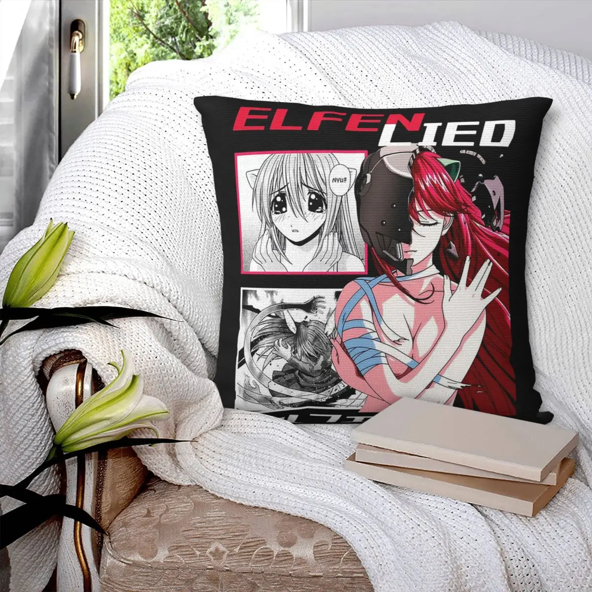 

Наволочка для подушки «The Girl Escape Dark Fiction Elfen Lied Anime» для дома и спальни