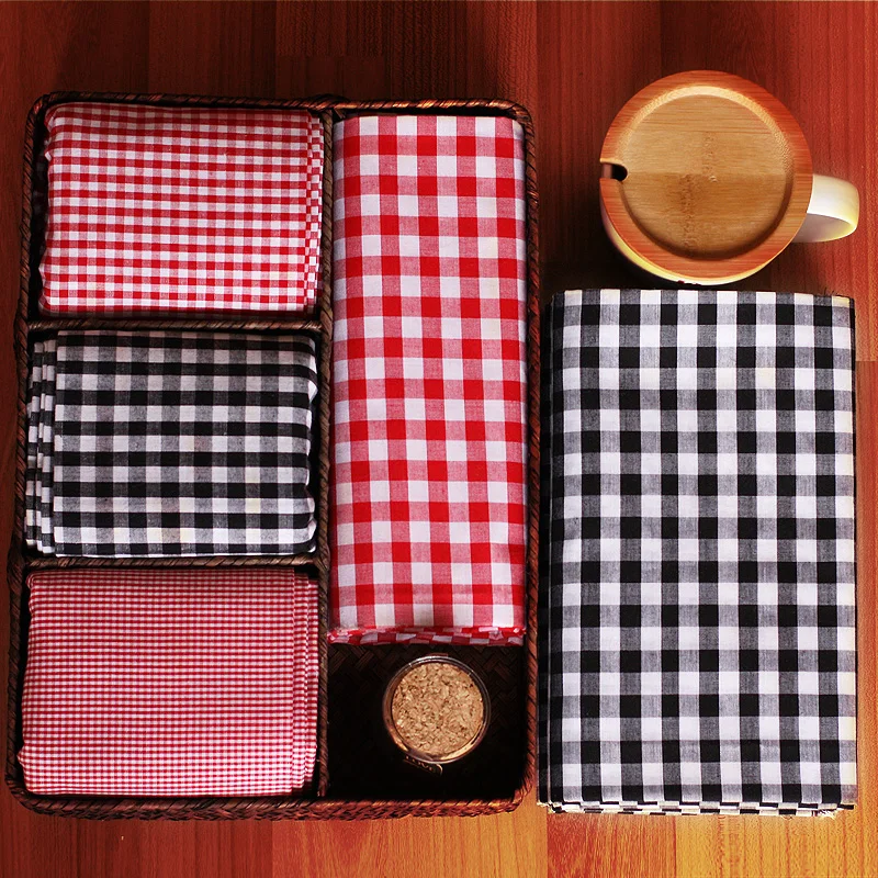 150cm*50cm 100% Cotton Ping Grain Red White Black White Plaid Fabric Shirt Dress Children\'s Clothing DIY Apparel Sewing Fabric