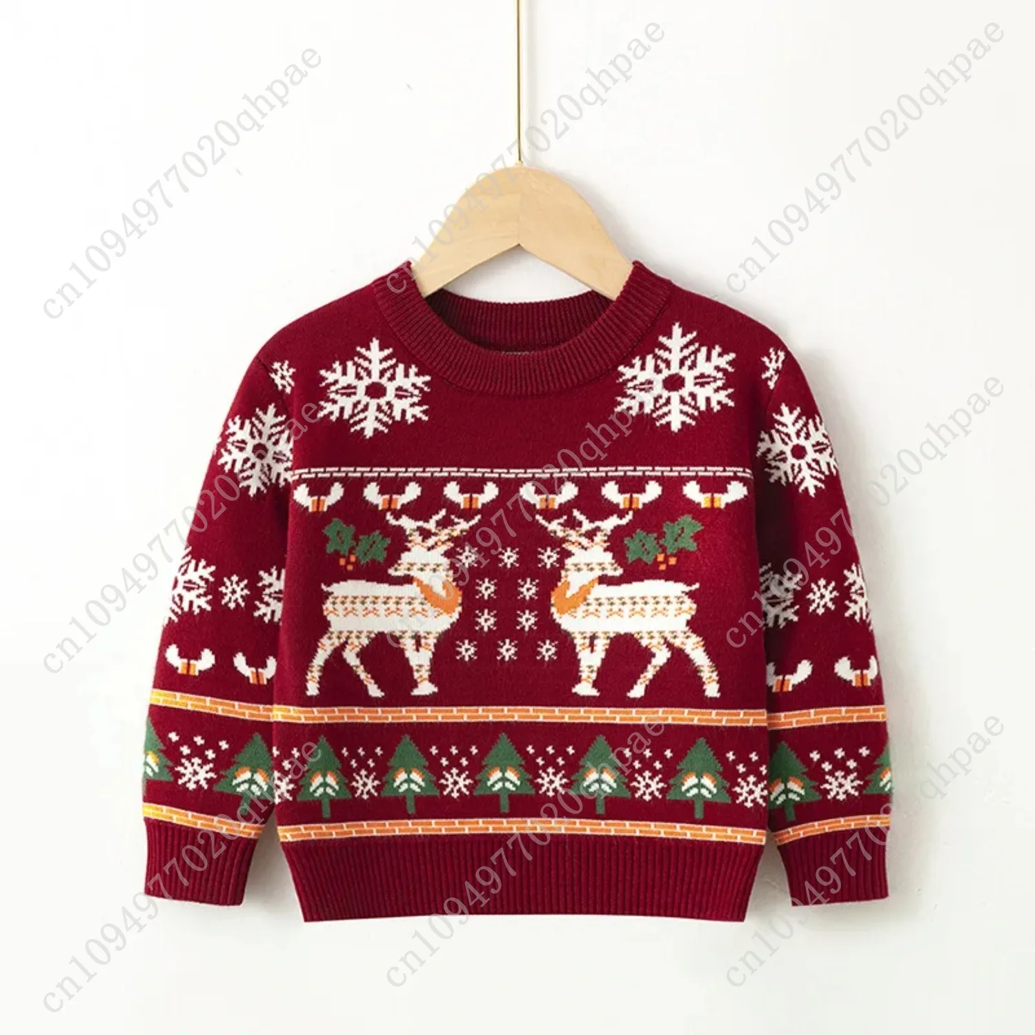 عيد الميلاد الاطفال سترة الأطفال القطن الدافئة تريكو الخريف الفتيان الفتيات الكرتون طباعة البلوز طفل الملابس الشتوية 2-6 سنوات #3