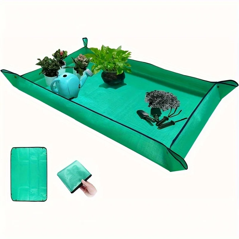 1 Planting Pad  Thick and Foldable Portable Gardening Pad Suitable for Indoor Plant Transplantation and Soil Control Green Color