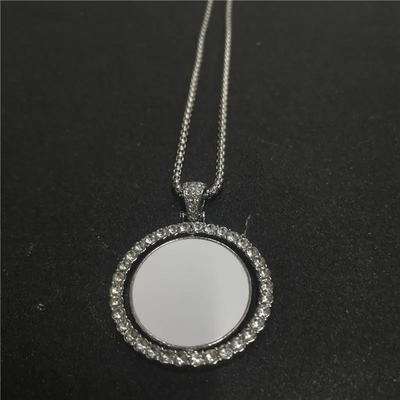 sublimation blank photo big round necklaces pendants hot tranfer printing consumable  30mm  two sided printing 10pcs/lot