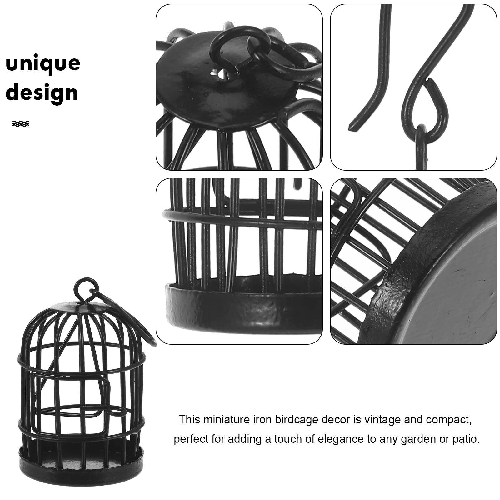 

Mini Bird Cage Ornaments Vintage Iron Decorative Birdcages for Garden Patio Succulent Dollhouse Miniature Hollow Retro