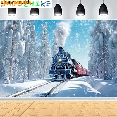 

Christmas Day New Year Party Photography Backdrops Prop Window Living Room Interior Xmas Tree Snow Theme Photo Background FN-65