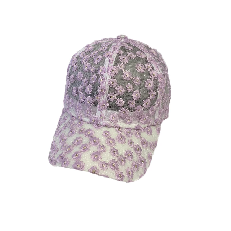 Spring Autumn Ladies Sun Visor Hat Summer Net Red Chrysanthemum Lace Breathable Baseball Cap Fashion Everything Small Fresh Caps