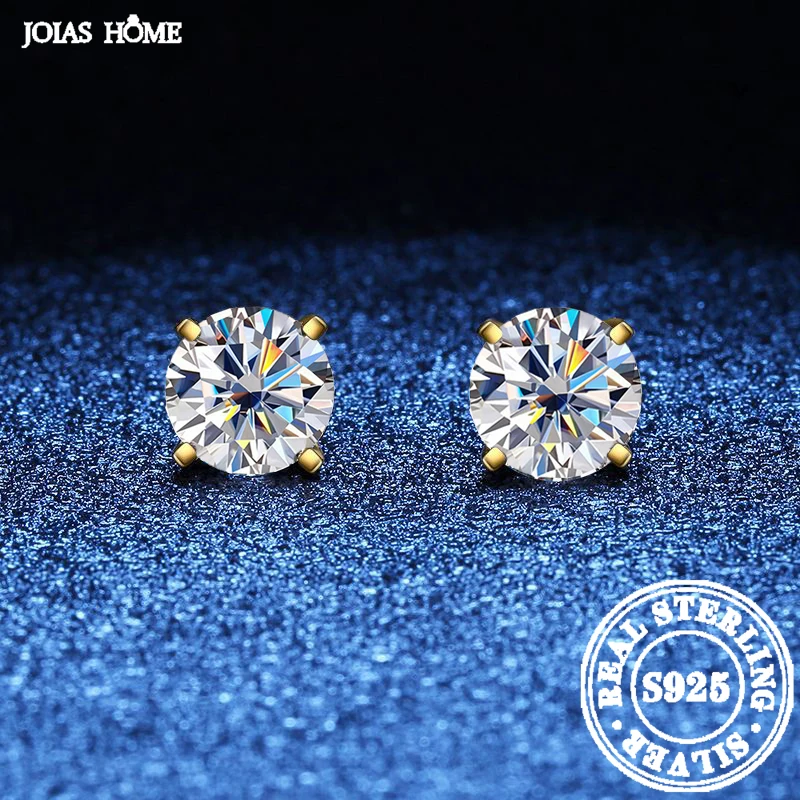 JOIAS HOME argento 925 D colorato Moissanite tre orecchini gioiello artiglio per le donne, stesso stile coppia regalo di san valentino