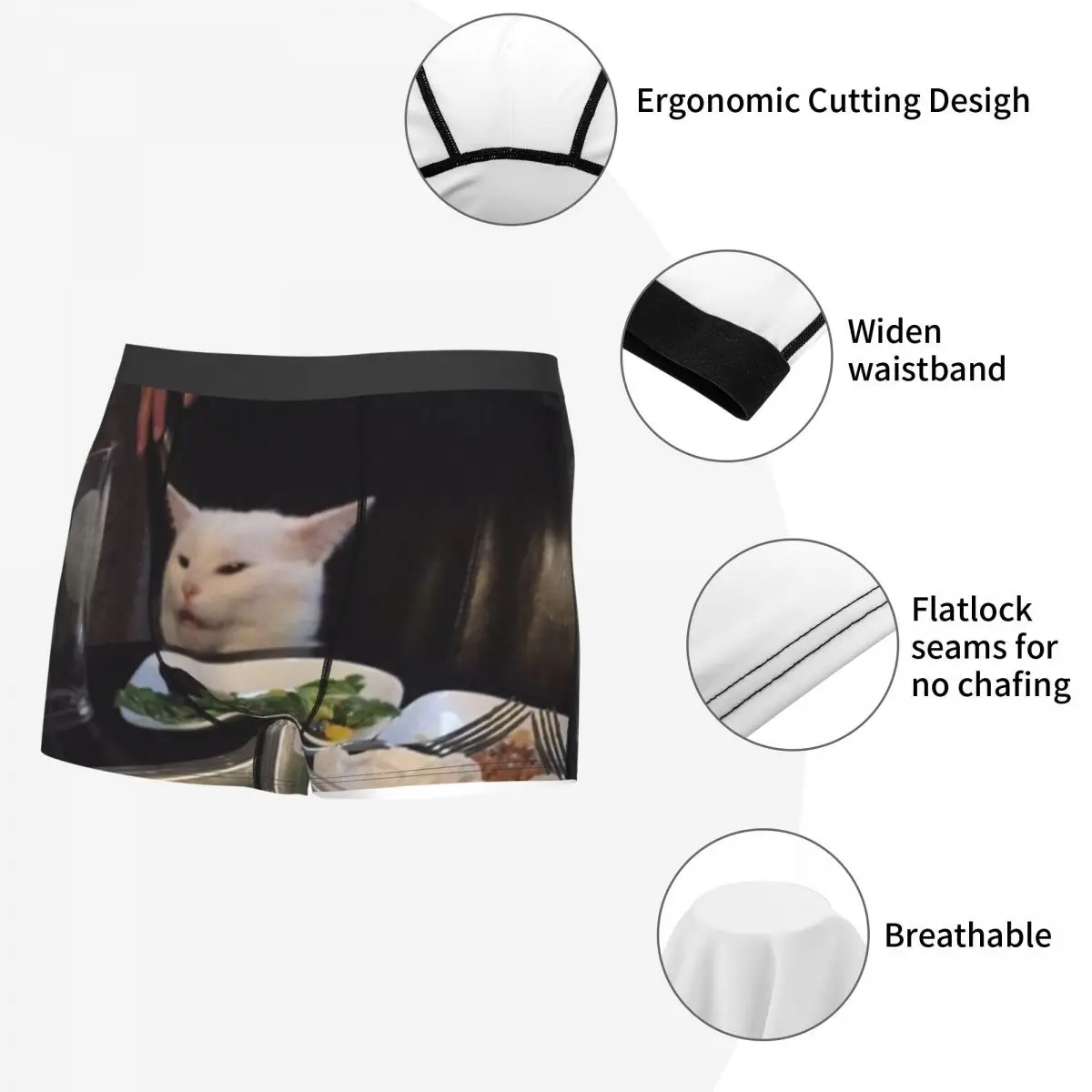 Custom Fashion Salad Cat Meme Boxers Shorts Panties Men\'s Underpants Comfortable Briefs Underwear