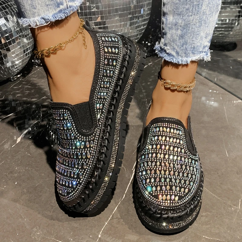 High-heel Round-toe Deep Water Pearl-studded Fashionable Multi-purpose Comfortable Anti-slip Breathable Women's Single Shoes