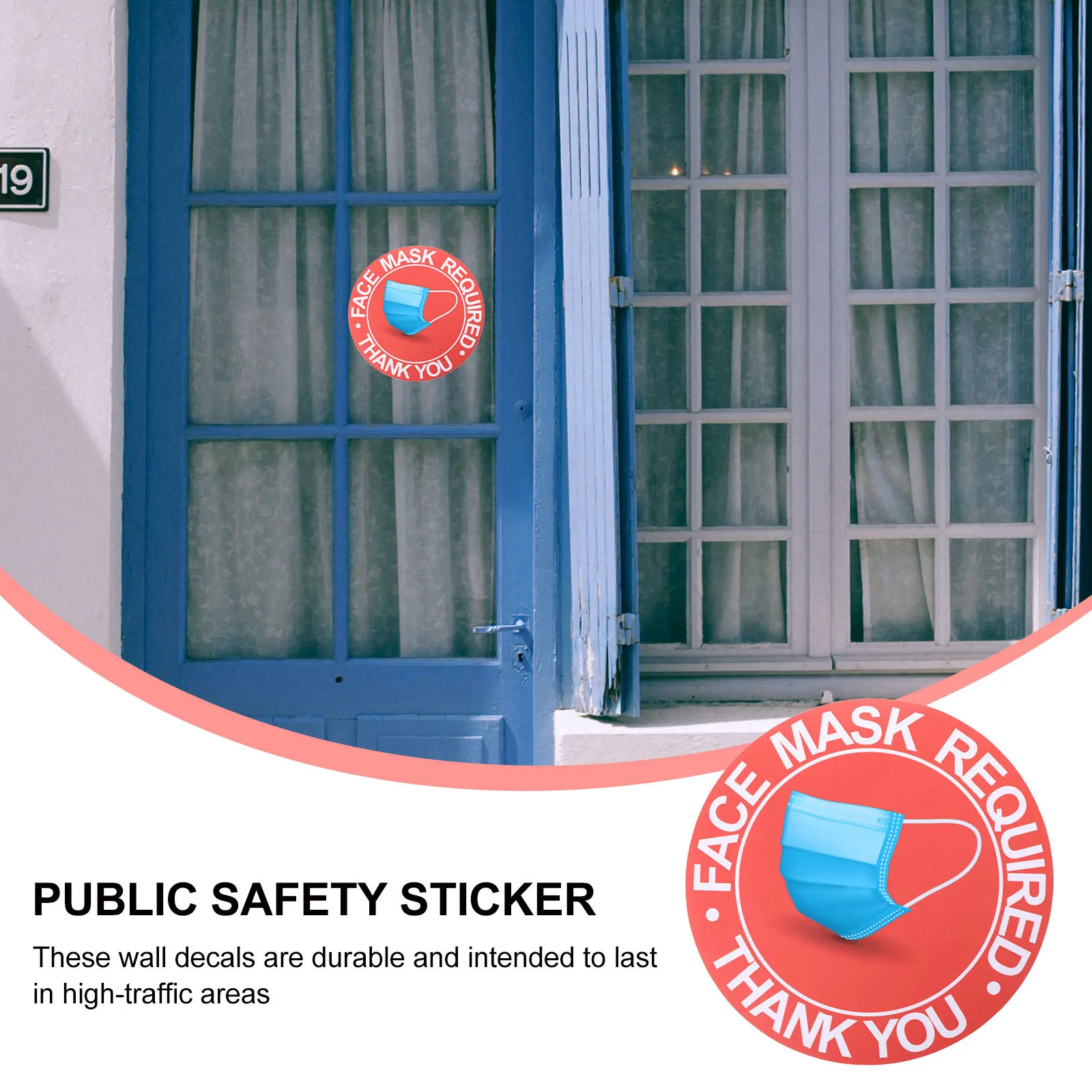 

10 Pcs Warning Stickers Face Mask Required Decal Public Safety Applique Wear Sign Pvc Decals Office